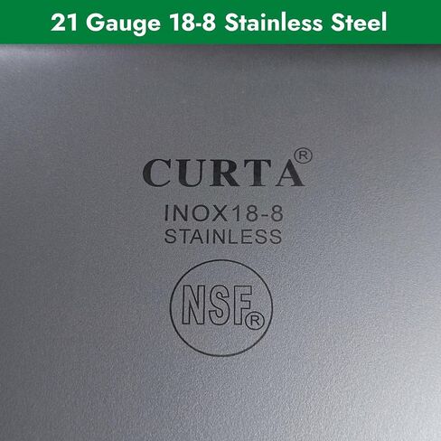 CURTA 6-Inch Deep Spillage Pan, Full Size, Heavy Duty, 18-8 Stainless Steel, NSF Listed, 21" D x 13" W x 5.91" H, 21 Gauge in Kuwait