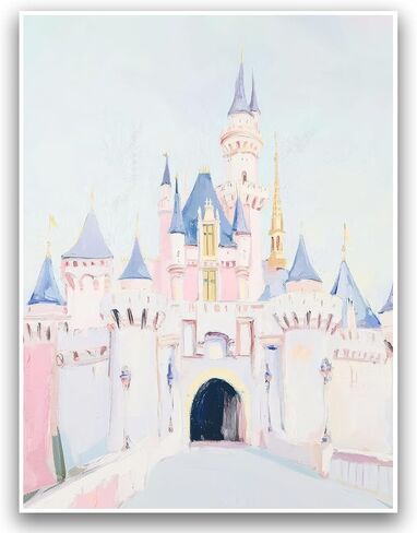 Kid's Room Print Nursery Decor Art Print Baby Room Wall Decor Soft Pastel Magic Castle Painting Dreamy Watercolor Fantasy Picture 12x16 Inch UnFramed for Playroom Princess Bedroom Children's Room​ in Saudi Arabia