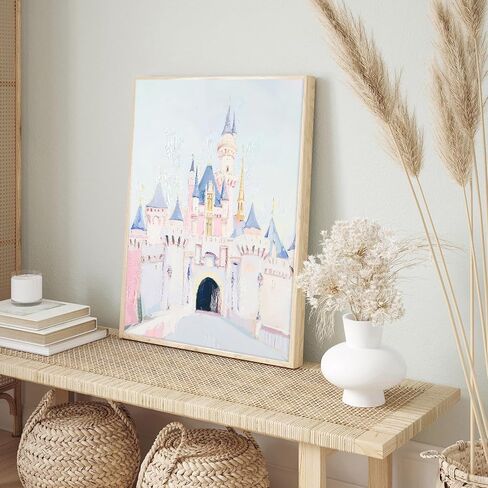 Kid's Room Print Nursery Decor Art Print Baby Room Wall Decor Soft Pastel Magic Castle Painting Dreamy Watercolor Fantasy Picture 12x16 Inch UnFramed for Playroom Princess Bedroom Children's Room​ in Saudi Arabia
