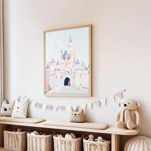 Kid's Room Print Nursery Decor Art Print Baby Room Wall Decor Soft Pastel Magic Castle Painting Dreamy Watercolor Fantasy Picture 12x16 Inch UnFramed for Playroom Princess Bedroom Children's Room​ in Saudi Arabia