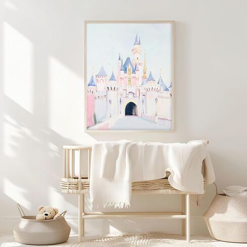 Kid's Room Print Nursery Decor Art Print Baby Room Wall Decor Soft Pastel Magic Castle Painting Dreamy Watercolor Fantasy Picture 12x16 Inch UnFramed for Playroom Princess Bedroom Children's Room​ in Saudi Arabia