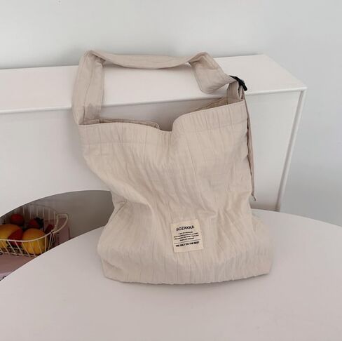 Canvas Crossbody Shoulder Bag for Women – Solid Color Pleated Design, Lightweight and Spacious for Daily Use in Kuwait