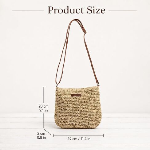 Straw Crossbody Bags for Women, Lightweight Straw Crossbody Bag for Daily Use, Paper Straw Crossbody Purse with Adjustable Strap for Casual Outings and Shopping, Woven Paper Straw Handbag in Saudi Arabia