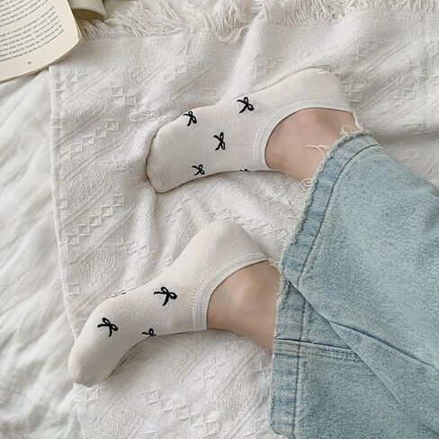 AIBFRID Women’s No Show Socks with Cute Bow – 5 Pairs Low Cut Ankle Socks, Invisible Cotton Blend Socks for Sneakers, Flats & Loafers, Soft Breathable Everyday Socks in Saudi Arabia