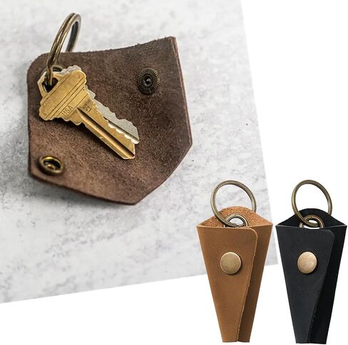 Leather Key Holder Durable Understated and Exquisite Safekeeping with Snap Closure, Key Ring Cover and Silencer Sleeve in Saudi Arabia
