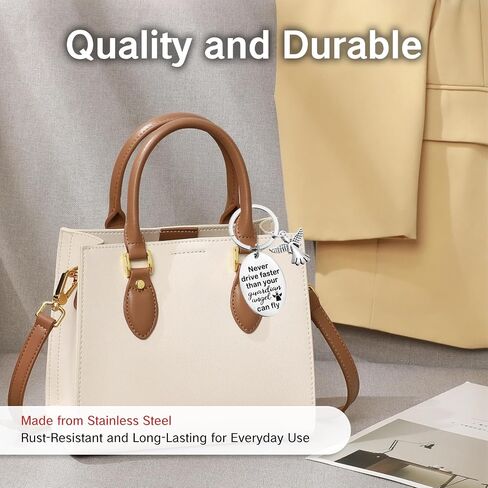 NIIIYTYB Guardian Angel Keychain للسائقين الجدد ملهمة حلقة مفاتيح أجنحة سلاسل المفاتيح الساحرة لا تقود أبدًا أسرع من الملاك الحارس الخاص بك يمكن أن يطير مفتاح رقم الملاك اللطيف للنساء والرجال in Kuwait