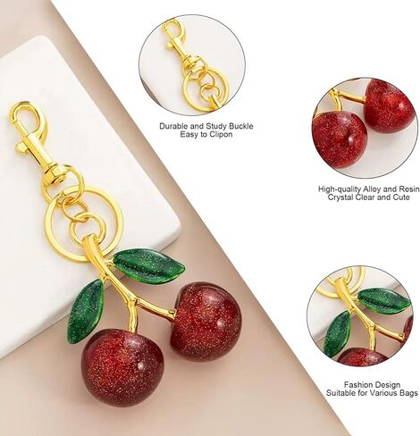 MOYEE Cherry Keychain Bag Charms Key Chains Women Cute Purse Charms for Handbags in Saudi Arabia
