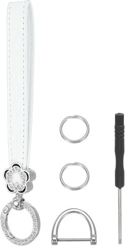 MECCANIXITY Leather Wristlet Keychain Car Key Chain Wristlet, Key Fob Holder Flower Style with D Ring and Key Ring in Kuwait