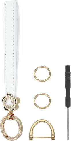 MECCANIXITY Leather Wristlet Keychain Car Key Chain Wristlet, Key Fob Holder Flower Style with D Ring and Key Ring in Kuwait
