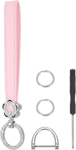 MECCANIXITY Leather Wristlet Keychain Car Key Chain Wristlet, Key Fob Holder Flower Style with D Ring and Key Ring in Kuwait