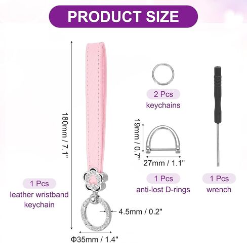 MECCANIXITY Leather Wristlet Keychain Car Key Chain Wristlet, Key Fob Holder Flower Style with D Ring and Key Ring in Kuwait