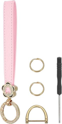 MECCANIXITY Leather Wristlet Keychain Car Key Chain Wristlet, Key Fob Holder Flower Style with D Ring and Key Ring in Kuwait