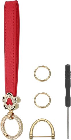 MECCANIXITY Leather Wristlet Keychain Car Key Chain Wristlet, Key Fob Holder Flower Style with D Ring and Key Ring in Kuwait