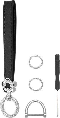 MECCANIXITY Leather Wristlet Keychain Car Key Chain Wristlet, Key Fob Holder Flower Style with D Ring and Key Ring in Kuwait