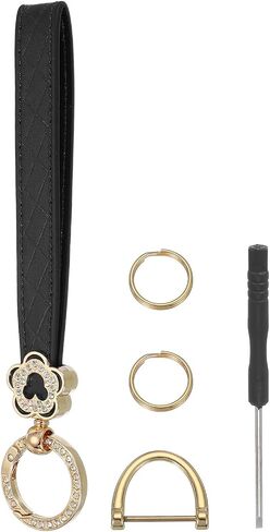 MECCANIXITY Leather Wristlet Keychain Car Key Chain Wristlet, Key Fob Holder Flower Style with D Ring and Key Ring in Kuwait