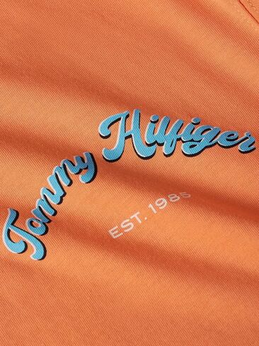 تي شيرت Tommy Hilfiger رجالي بأكمام قصيرة من القطن برسومات مطبوعة ورسومات خلفية مقوسة in Kuwait
