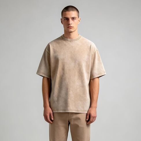 Mens Cotton T-Shirts, Oversized Short Sleeve Acid Washed Casual Tee Tops for Women Unisex in Kuwait