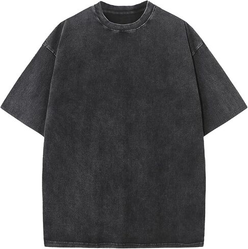 Mens Cotton T-Shirts, Oversized Short Sleeve Acid Washed Casual Tee Tops for Women Unisex in Saudi Arabia