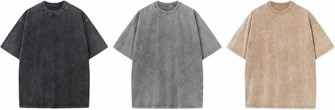 Mens Cotton T-Shirts, Oversized Short Sleeve Acid Washed Casual Tee Tops for Women Unisex in Kuwait