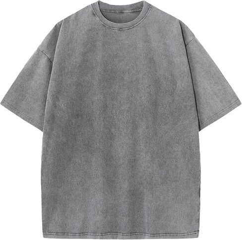 Mens Cotton T-Shirts, Oversized Short Sleeve Acid Washed Casual Tee Tops for Women Unisex in Kuwait