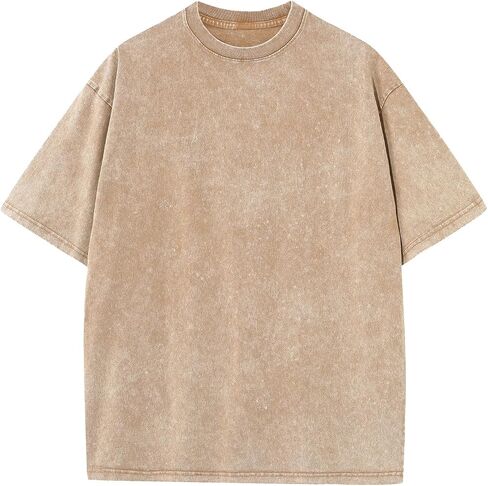 Mens Cotton T-Shirts, Oversized Short Sleeve Acid Washed Casual Tee Tops for Women Unisex in Kuwait
