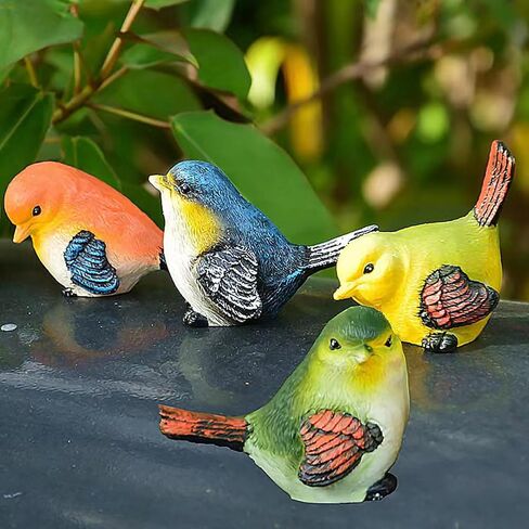 Set of 4 Handcrafted Resin Bird Statues Birds Animal Figurine Decoration for Outdoor Indoor Decoration at Lawn and Yard in Saudi Arabia