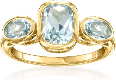 Ross-Simons 2.60 ct. t.w. Sky Blue Topaz 3-Stone Ring in 18kt Gold Over Sterling in Saudi Arabia