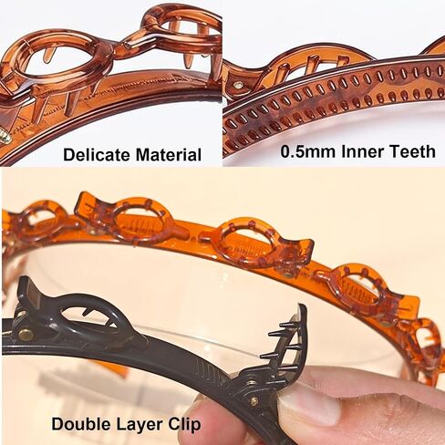 2 Pack Clip Headband Hairclip Headband Bangs Hairpin Braided Toothed Hairband 90s Curly Hair Accessories for Women Girls Black and Brown in Saudi Arabia