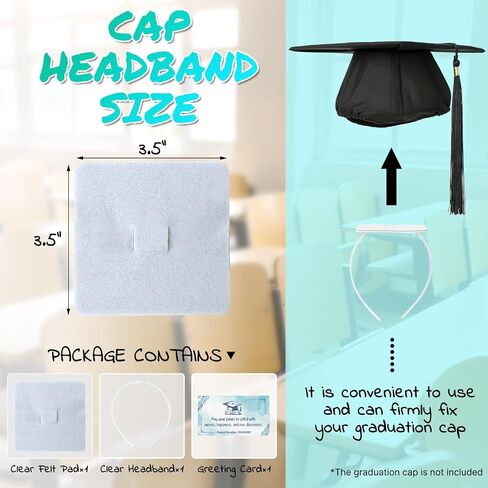 Graduation Cap Headband, Anti-Slip Insert for Grad Hat, Grad Cap Headband for Graduates, Students, Women, Pack of 1, Clear, Without Hat in Saudi Arabia