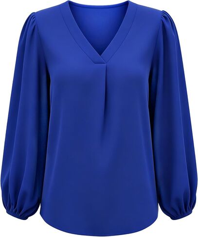 Long Sleeve Blouses for Women, Leopard Print Chiffon Tops V Neck Loose Business Shirts Casual Work Tunic in Kuwait