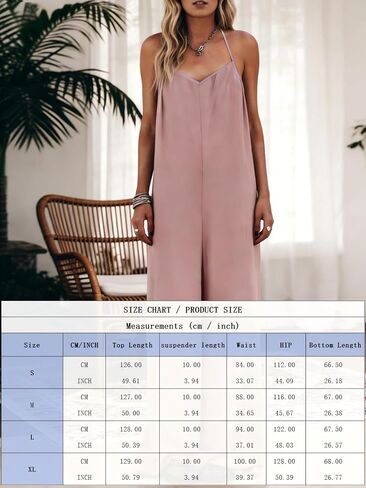 Women's Strap Jumpsuit,Loose Wide Leg Sleeveless Summer Romper,Casual Fashion Jumpers,Beach Flowing Vacation Outfit in Kuwait