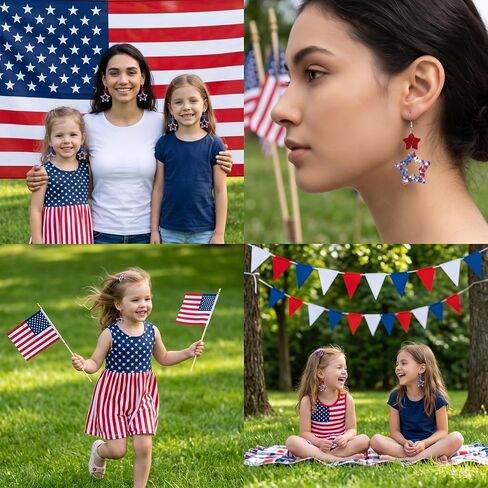 2 Pairs Patriotic American Flag Earrings 4th of July Earrings for Women Acrylic Star Dangle Earrings Independence Day Decorations USA 250th Anniversary Accessories Gifts in Saudi Arabia