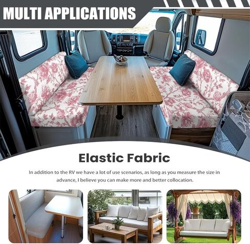 Pink Rose Pattern RV Dinette Sofa Cover 2 Pcs Soft Camper Cushions Slipcovers for Travel Trailer Couch Bench Rectangle Loveseat Protective Cover for RV Accessories in Saudi Arabia
