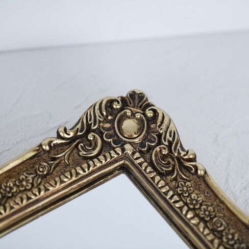 OIGUMR Decorative Wall Mirror, Gold, Ornate Baroque Style, Vintage Vanity Makeup Mirror, Freestanding or Wall Mount (Antique Gold, 13x 16 inch) in Saudi Arabia