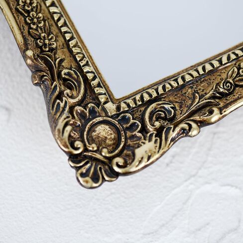 OIGUMR Decorative Wall Mirror, Gold, Ornate Baroque Style, Vintage Vanity Makeup Mirror, Freestanding or Wall Mount (Antique Gold, 13x 16 inch) in Saudi Arabia
