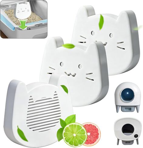 3-Pack Fragrance Box Deodorizer for Fumoi Automatic Cat Litter Box, Odors Remover Compatible with Fumoi Self-Cleaning System, Grapefruit-Lemon, Cute Cat Airflow Design for Better Fragrance Diffusion in Saudi Arabia