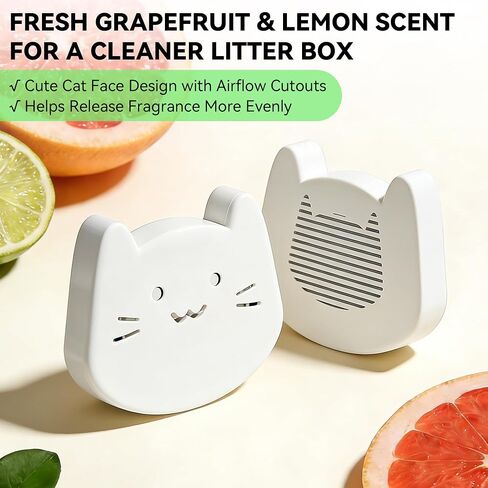 3-Pack Fragrance Box Deodorizer for Fumoi Automatic Cat Litter Box, Odors Remover Compatible with Fumoi Self-Cleaning System, Grapefruit-Lemon, Cute Cat Airflow Design for Better Fragrance Diffusion in Saudi Arabia