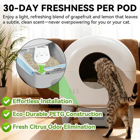 3-Pack Fragrance Box Deodorizer for Fumoi Automatic Cat Litter Box, Odors Remover Compatible with Fumoi Self-Cleaning System, Grapefruit-Lemon, Cute Cat Airflow Design for Better Fragrance Diffusion in Saudi Arabia