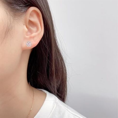 Women's 925 Sterling Silver Simple Flower Stud Earrings, Elegant Exquisite Low-allergy With Pink Cubic Zirconia, Fashion Women's Jewelry For Wear On Birthdays, Party, As Festival Gifts in Kuwait