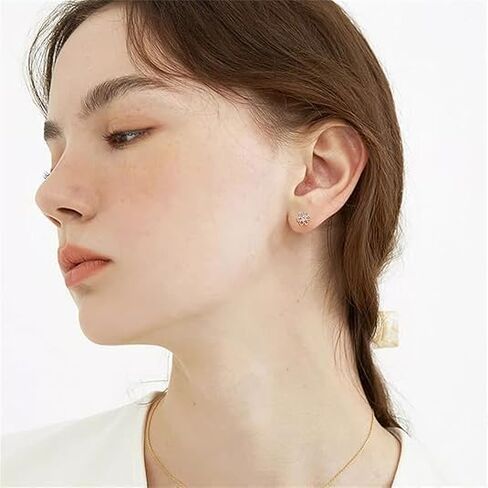 Women's 925 Sterling Silver Simple Flower Stud Earrings, Elegant Exquisite Low-allergy With Pink Cubic Zirconia, Fashion Women's Jewelry For Wear On Birthdays, Party, As Festival Gifts in Kuwait