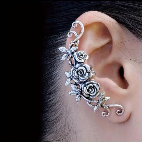 Vintage Unique Chic Flower Vine Clip Earrings for Women Party and Daily Elegance Wear Accessory Gift in Kuwait