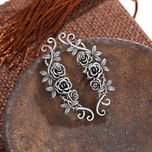 Vintage Unique Chic Flower Vine Clip Earrings for Women Party and Daily Elegance Wear Accessory Gift in Kuwait