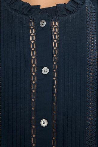 Madewell High-Neck Lace-Insert Pintuck Top in Kuwait