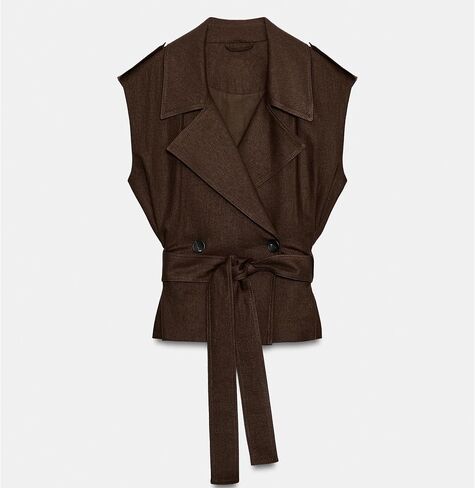 Womens Linen Tank Top Lapel Collar Sleeveless Double Breasted Belted Waist Tops Lightweight Soft Business Office Vest in Kuwait