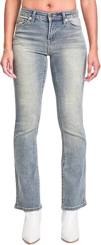 YMI Women's Women's Mid Rise Clean Hem Premium Stitch Bootcut Jeans in Kuwait