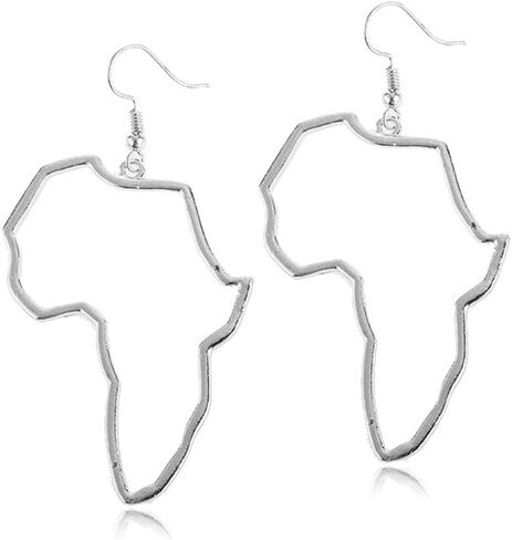 Unique Vintage Hollow Gold Silver African Map Dangle Earrings Ethnic Style African Drop Earrings for Women Bohemia Style Jewelry in Saudi Arabia