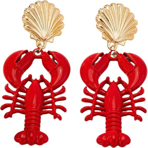 Funny Lobster Earrings Boston Red Lobster Pendant Earrings Mardi Gras Party Accessories Sea Life Beach Resort Jewelry in Saudi Arabia
