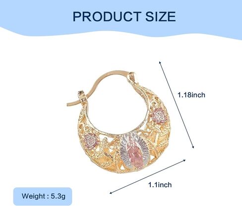 Virgen De Guadalupe Earrings - Our Lady of Guadalupe Earrings,Gold Virgin Mary Flower Basket Earring,Virgin Mary Catholic Jewelry Religious Earring Gifts for Women in Saudi Arabia