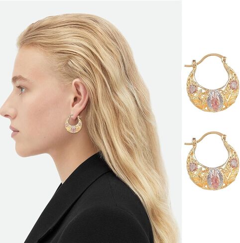 Virgen De Guadalupe Earrings - Our Lady of Guadalupe Earrings,Gold Virgin Mary Flower Basket Earring,Virgin Mary Catholic Jewelry Religious Earring Gifts for Women in Saudi Arabia