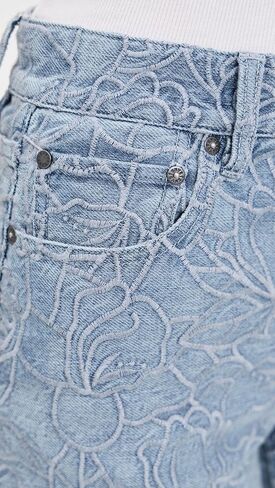 alice + olivia Women's Chic High Rise Embroidered Eyelet Jeans in Saudi Arabia